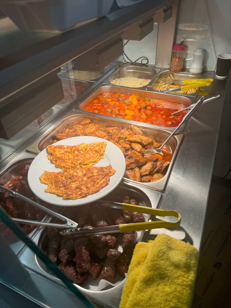 Freshly prepared construction site meal