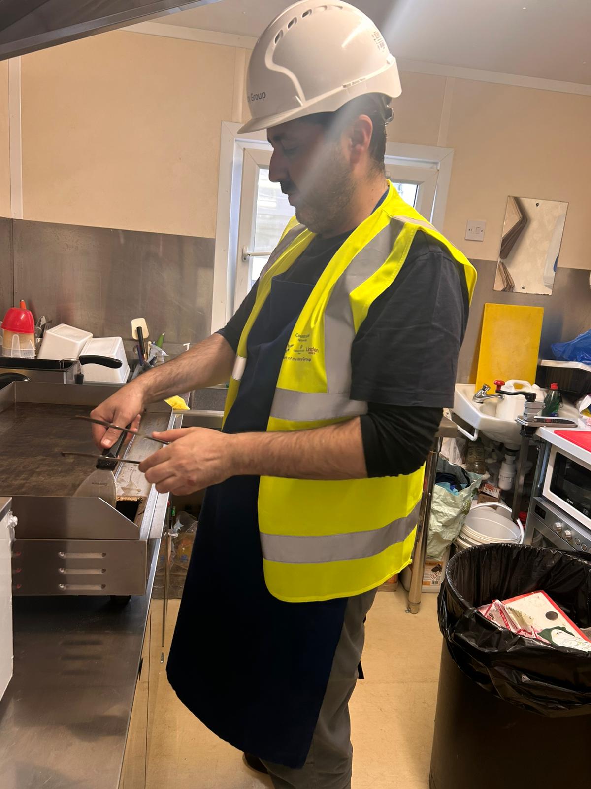Fresh meal prepared for construction workers