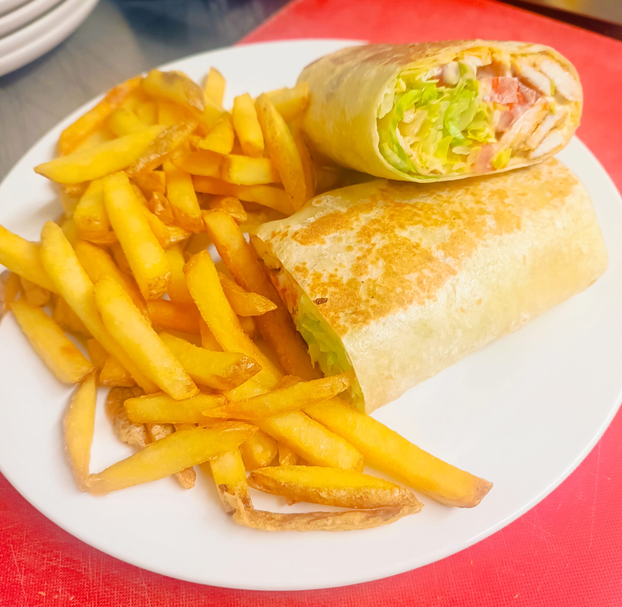 Chicken wrap with fries
