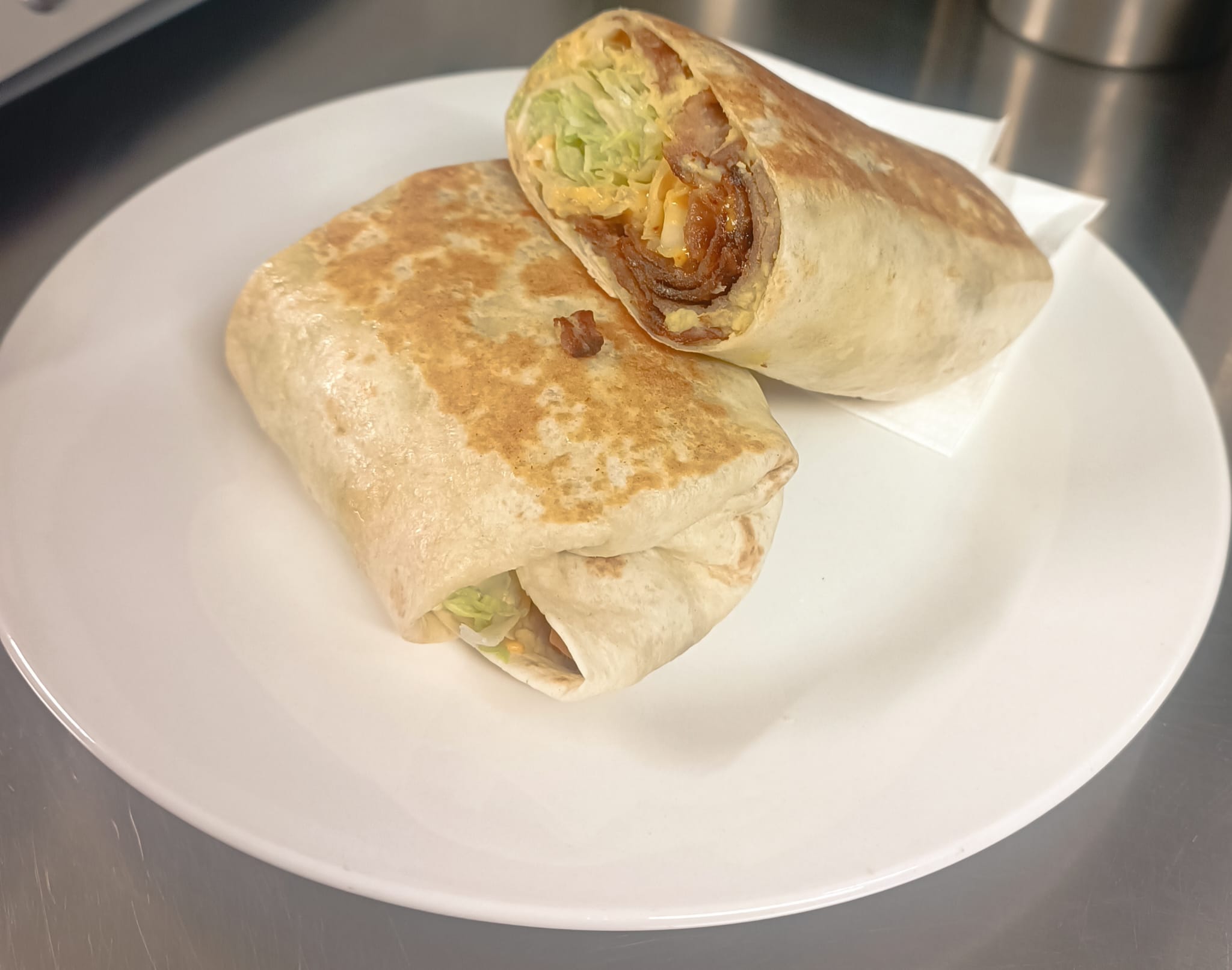 Hot meal on a plate served on construction site
