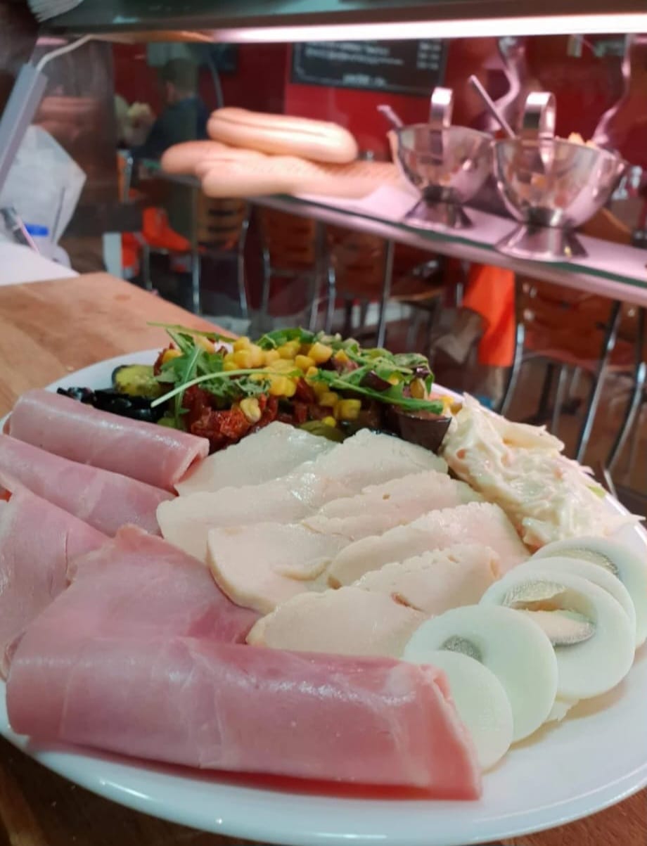 Hot meal at the construction canteen